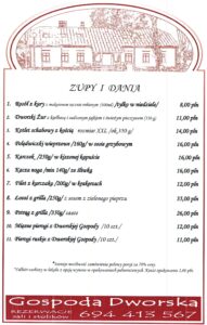 Nowe godziny otwarcia Gospody Dworskiej i aktualne MENU