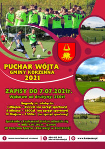 Puchar Wójta Gminy Korzenna 2021 – zapisy!